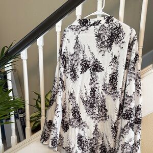 SHEIN Black and White Floral Midi Skirt